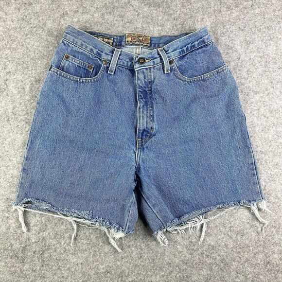 Vintage Express Cut Off Mom Jean Shorts Women 11/12 Blue Medium Wash Made In USA - Picture 1 of 12